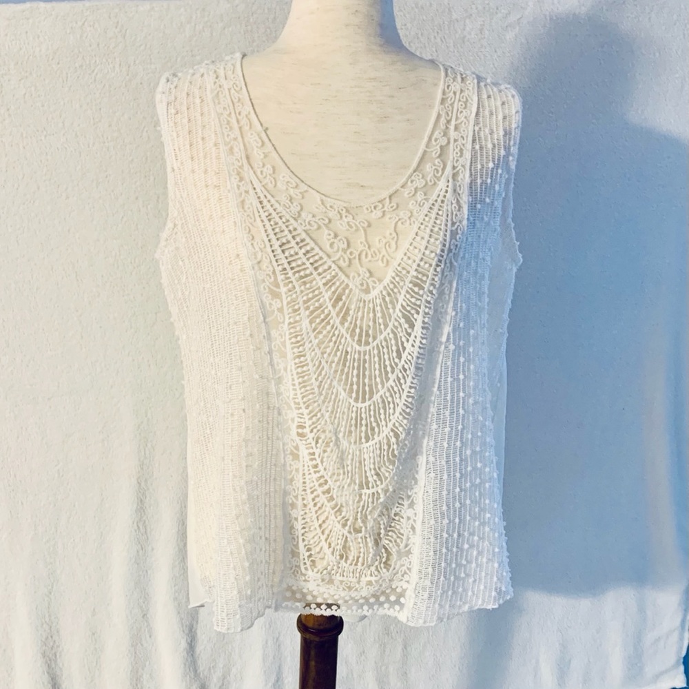 Joseph Ribkoff sleeveless lace blouse size 12